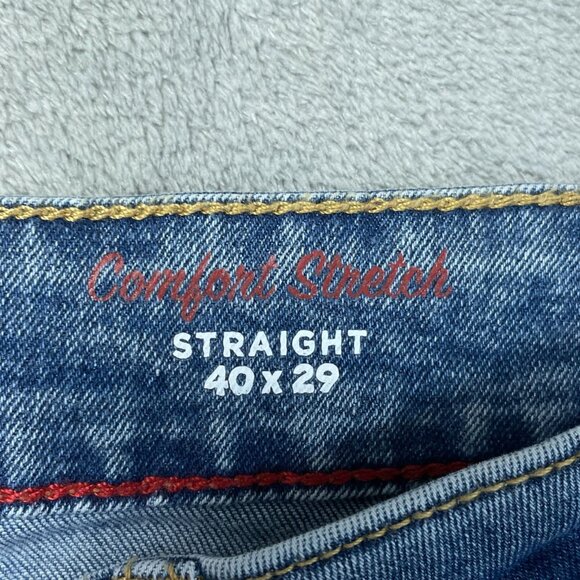 Izod Men's 40x29 Blue Saltwater Straight Fit Comfort Stretch Denim Jeans L1351 - Picture 6 of 11